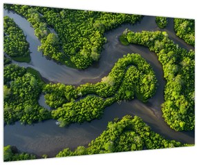 Tablou - Peisaj forestier cu râu (90x60 cm)