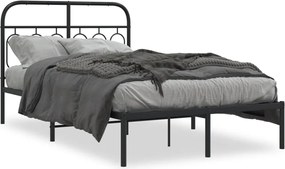 vidaXL Cadru de pat metalic cu tăblie, negru, 120x190 cm