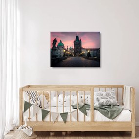 Tablou pe sticlă - Pe podul lui Carol,Praga (70x50 cm)