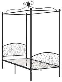 284475 vidaXL Cadru de pat cu baldachin, negru, 100 x 200 cm, metal