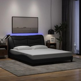 vidaXL Cadru de pat cu LED fără saltea Negru 160x200 cm Material