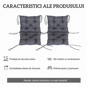 Outsunny Set de Două Perne pentru Scaune de Exterior - Gri | Aosom Romania
