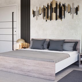 Pat dublu Miami fără cadru de pat 180x200 cm stejar York-alb