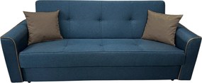 Canapea VERA extensibila, 3 locuri, lada de depozitare, stofa bleumarin + maro, 225x90x90 Bleumarin + Maro, Stofa