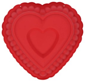 Tava de copt din silicon in forma de inima, 25 x 16 x 7 cm