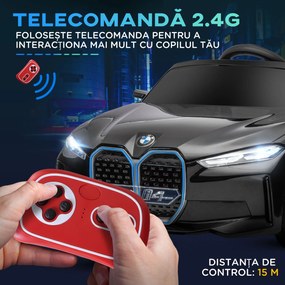 Mașină electrică pentru copii 3-8 ani cu licență BMW cu telecomandă, claxon și faruri, 115x67x45cm negru-roșu-albastru deschis HOMCOM | Aosom Romania