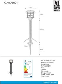 Lampă LED de exterior Markslöjd 107290 GARDEN 24 LED/3W/24V 45 cm IP44 negru