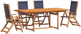 vidaXL Set mobilier de grădină, 5 piese, lemn masiv acacia/textilenă