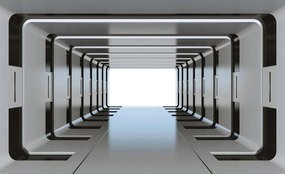 Fototapet - 3D tunel argintiu (254x184 cm)