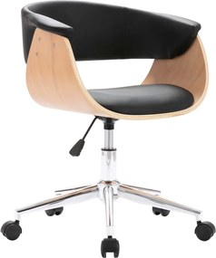 vidaXL Scaun de bucătărie pivotant negru lemn curbat & piele ecologică