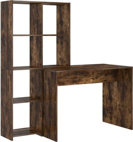 vidaXL Birou cu raft Stejar fumuriu 138,5 x 55 x 143 cm Lemn compozit