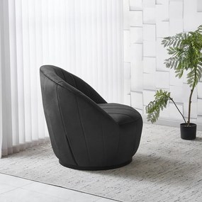 Fotoliu Rotativ – Design Modern și Confortabil, Material Textil, stofă Monolith Negru