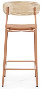 Scaun de bar Skoladin lemn de frasin teracota 95 cm