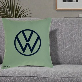 Perna Personalizata cu emblema Volkswagen, 40x40 cm, Verde, Husa Detasabila, Perna Inclusa, BEKZ®