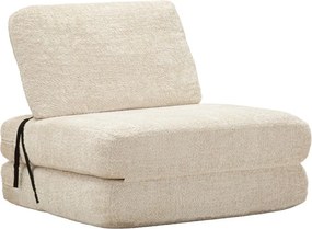 Fotoliu alb extensibil cu tapițerie din țesătură bouclé Faster – Mauro Ferretti