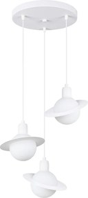 Lustră pentru copii albă cu abajur din sticlă Mab – Sollux