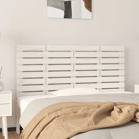 824729 vidaXL Tăblie de pat pentru perete, alb, 126x3x63 cm, lemn masiv pin