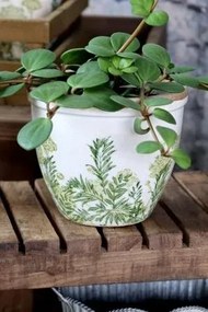 Ghiveci din ceramică cu imprimeu floral, verde, H13/D15 cm, „Laval”