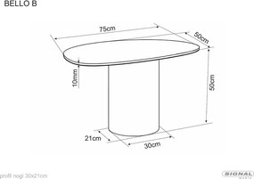 Masuta de cafea Bello B alb lucios/cupru L75xl50 cm