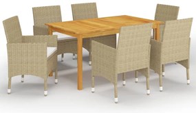 vidaXL Set mobilier de grădină, 7 piese, bej