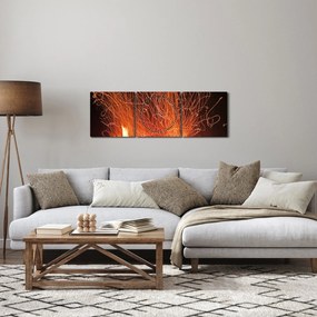 Tablou cu focul (cu ceas) (90x30 cm)