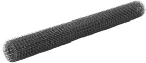 vidaXL Plasă de sârmă găini, gri, 25 x 1,5 m, oțel cu înveliș PVC