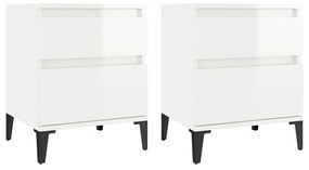 821847 vidaXL Noptiere, 2 buc., alb extralucios, 40x35x50 cm