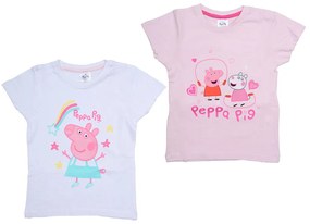 Tricou copii 2 buc PEPPA PIG roz deschis/alb - diferite marimi Marime: 98 - 104