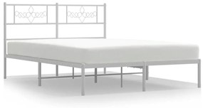 355316 vidaXL Cadru de pat metalic cu tăblie, alb, 140x190 cm