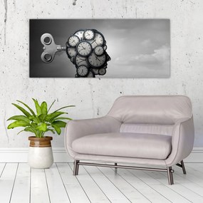 Tablou artistic cu cu cap și ceas (120x50 cm)