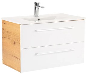 Dulap inferior Vario Clam 80 cu lavoar stejar-alb