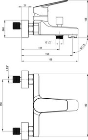 JASMIN Baterie pentru cadă, montare pe perete Finisaj: Negru BGJ_N10M