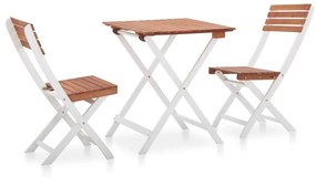 46323 vidaXL Set mobilier bistro, 3 piese, maro închis &amp; alb lemn de acacia