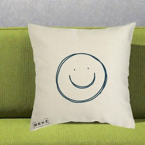 Perna Decorativa Smile Desen Minimalist, 40x40 cm, Ecru, Husa Detasabila, Perna Inclusa, BEKZ®