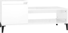 vidaXL Măsuță de cafea, alb extralucios, 100x50x45 cm, lemn compozit