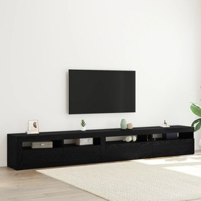 Set cabinet TV vidaXL de 3 piese cu lumini LED stejar negru lemn prelucrat