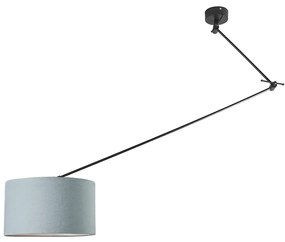 Lampă suspendată neagră cu abajur 35 cm albastru deschis reglabil - Blitz