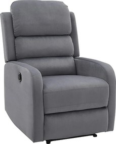 Fotoliu recliner PEGAZ M, gri/negru, stofa catifelata/metal, 64x88/160