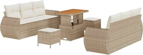 vidaXL Set de canapele pentru grădină 9 pcs Bej și crem poliratan