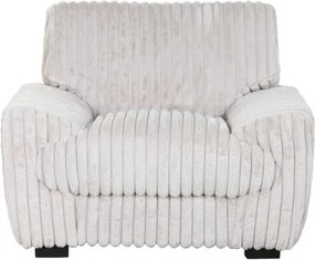 Fotoliu de relaxare bej, pufos, din stofă cu aspect de blană, cu canale late și picioare negre, 98×84×79 cm, „Myra Pearl”
