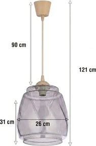Brilagi - Lustru LED suspendat pe cablu R GLASS 1xE27/60W/230V diam. 26 cm bej/gri fumuriu