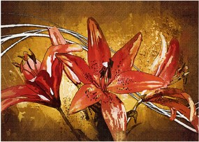 Tablou pe sticlă cu flori de crini (70x50 cm)