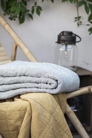 Patura alba din bumbac cu dungi gri 130x180 cm