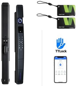 Incuietoare inteligenta, AMA 216 Smart, Usi grosime 35 - 64 mm, Neagra, cu APP Tuya, versiunea WiFi, cu broasca 3585