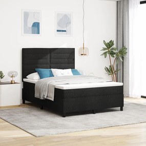 vidaXL Pat cu arcuri și saltea negru 160x200 cm țesătură