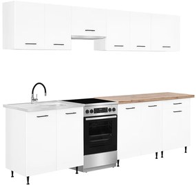 Unitate de bucătărie Primo 280 cu blat de lucru din stejar charlestone alb