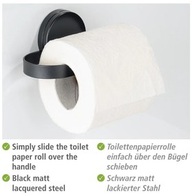 Suport pentru hârtia de toaletă Wenko Static-Loc® Pavia, negru