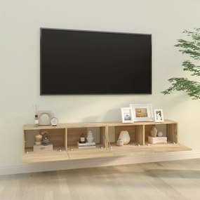 Dulapuri TV de perete 2 buc. stejar 100x30x30 cm lemn compozit 2, Stejar sonoma