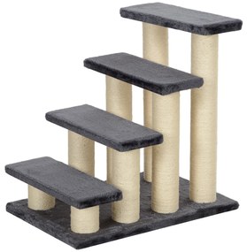 PawHut Hundetreppe 4 Scări 59 cm Înălțime Scara pentru pisici și câini Scările pentru câini Cale de acces pentru pat, canapea, fotoliu Gri | Aosom Romania