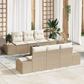 vidaXL Set de canapele pentru grădină 7 pcs Bej Rattan poli